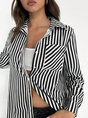 TRNDY Striped Casual Loose Versatile Shirt