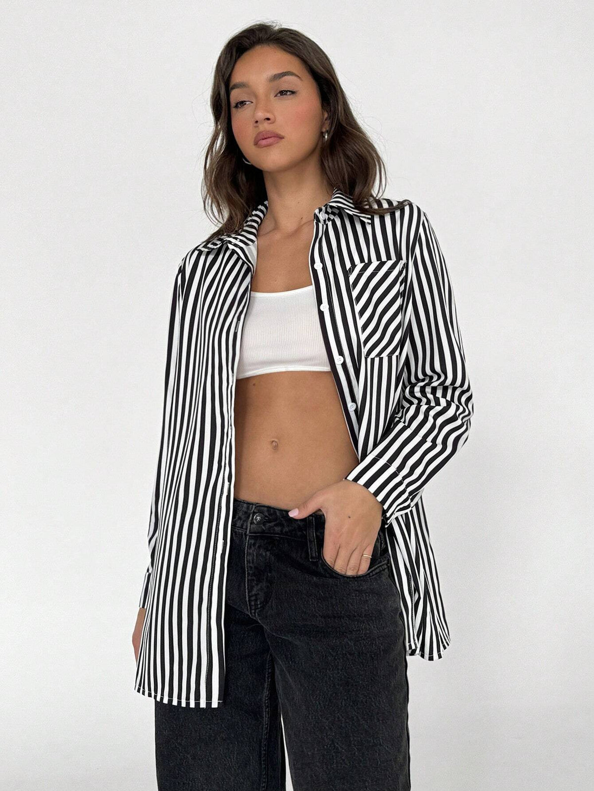TRNDY Striped Casual Loose Versatile Shirt