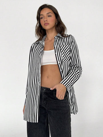 TRNDY Striped Casual Loose Versatile Shirt