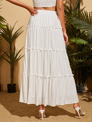 TRVLCHIC High Waist Frilled Layered Hem Skirt