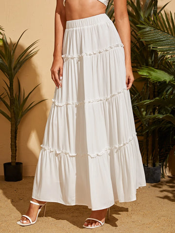 TRVLCHIC High Waist Frilled Layered Hem Skirt