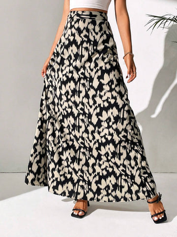 Tall Allover Print High Waist Maxi Skirt
