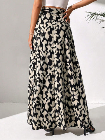 Tall Allover Print High Waist Maxi Skirt