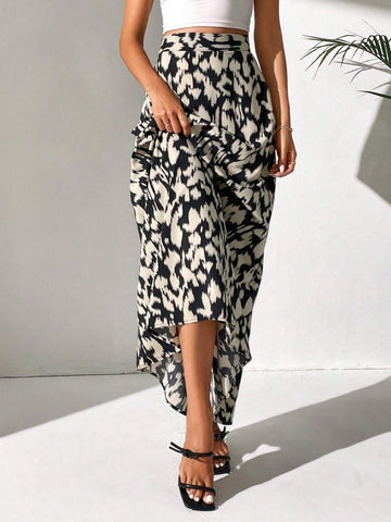 Tall Allover Print High Waist Maxi Skirt