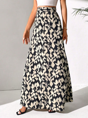 Tall Allover Print High Waist Maxi Skirt