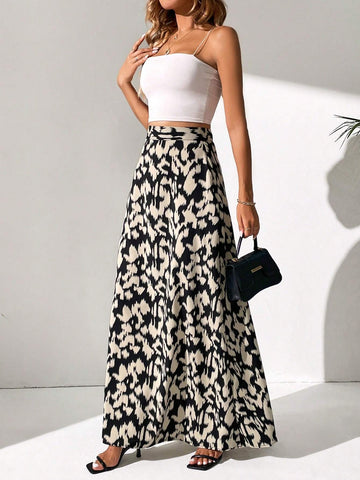 Tall Allover Print High Waist Maxi Skirt