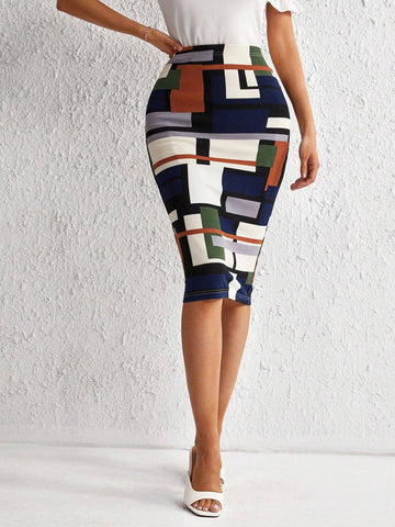 Tall Geo Print Pencil Skirt