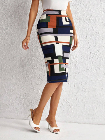 Tall Geo Print Pencil Skirt