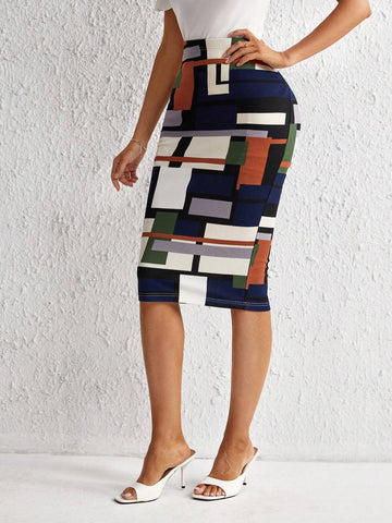 Tall Geo Print Pencil Skirt