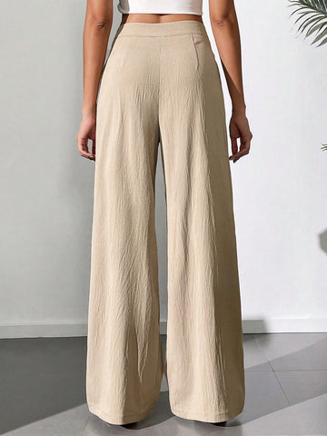 Tall High Waist Pleated Detail Wide Leg Pants