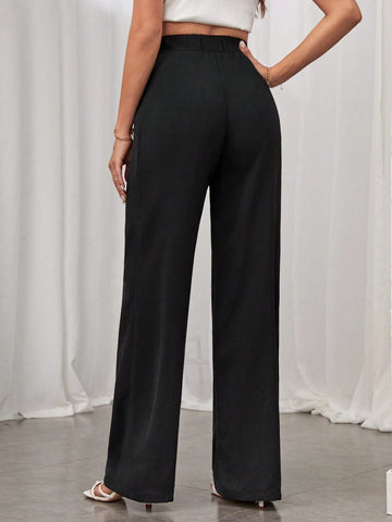 Tall High Waisted Black Dress Pants With Pleats And Wide Legs