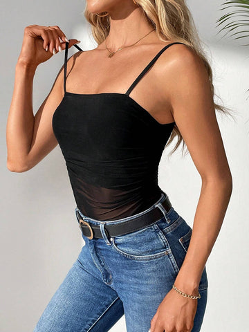Ladies' Solid Color Perspective Bodysuit