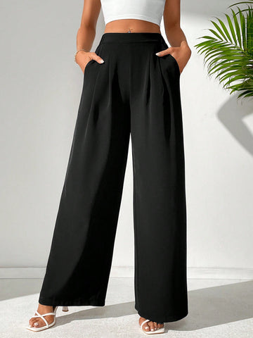 Tall Solid Color Casual Straight Pants