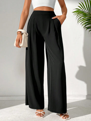 Tall Solid Color Casual Straight Pants