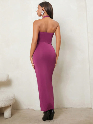 Solid Halter Top & Pencil Skirt