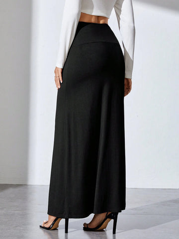 Tall Solid High Waist Skirt Maxi Skirt