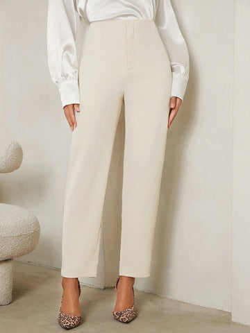 Tall Solid High Waist Straight Leg Pants