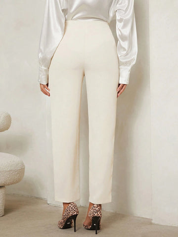 Tall Solid High Waist Straight Leg Pants