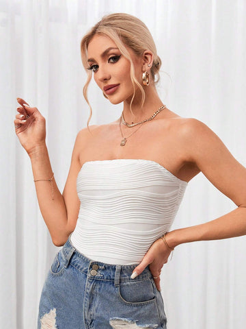 Solid Tube Tight Tube Top Bodysuit