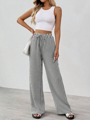 Tall Striped & Printed Casual Daily Wear Women Spring/Summer Long Pants