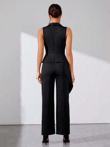 Women'S Ruffle Trim Sleeveless Jumpsuit