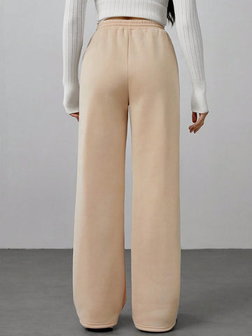 Tall Women Fall Khaki Pebble Seam Detail Straight Leg Sweatpants