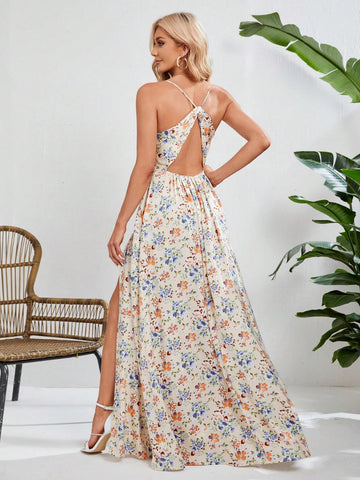 Women's Floral Printed Spaghetti Strap Dress