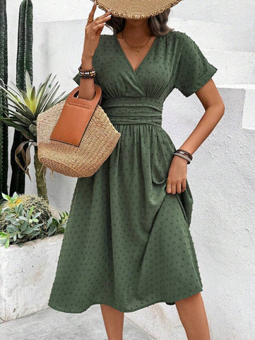 Tall Women's Holiday Leisure Solid Color Cinched Waist Dress Maxi Women Outfit