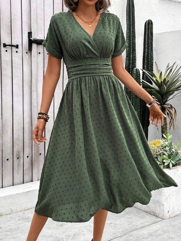 Tall Women's Holiday Leisure Solid Color Cinched Waist Dress Maxi Women Outfit