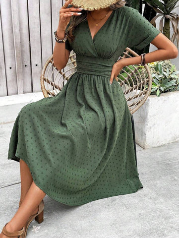 Tall Women's Holiday Leisure Solid Color Cinched Waist Dress Maxi Women Outfit