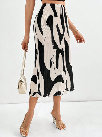 Tall Women's Printed Fine Pleated Skirt
