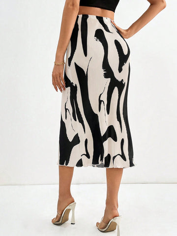 Tall Women's Printed Fine Pleated Skirt