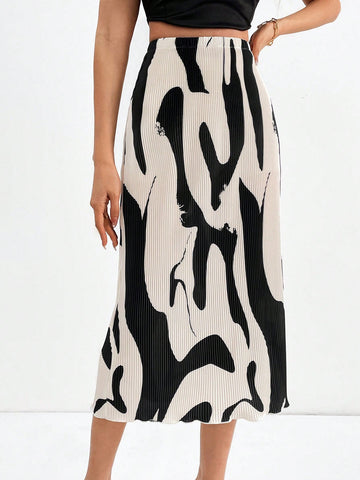 Tall Women's Printed Fine Pleated Skirt