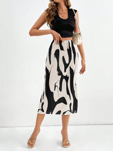 Tall Women's Printed Fine Pleated Skirt