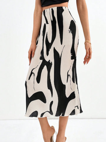 Tall Women's Printed Fine Pleated Skirt