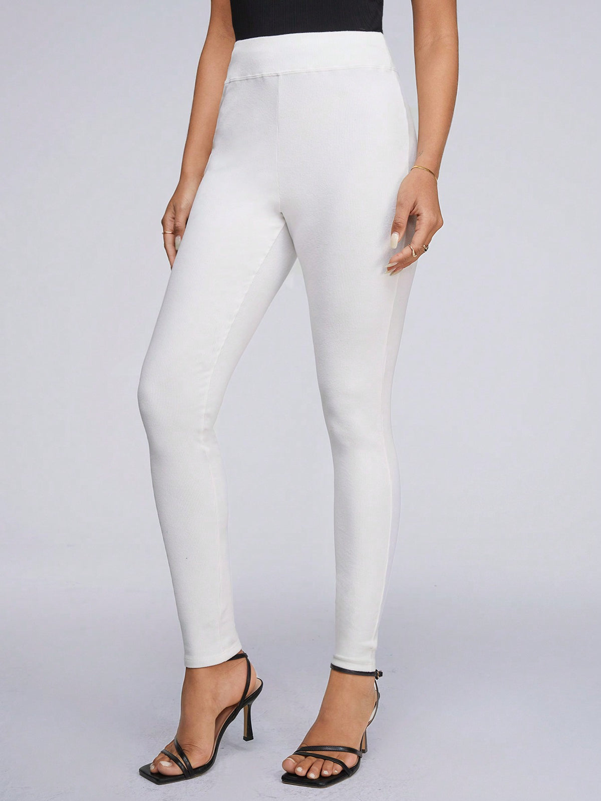 Tall Women's Ribbed Knit Long High Waisted Leggings