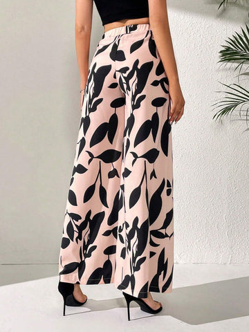 Tall Women's Wide Leg Plant Printed Pants