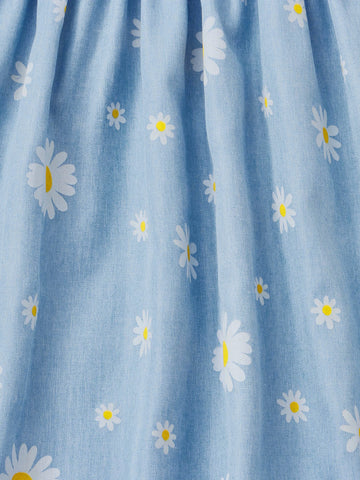 Toddler Girls Floral Print Ruffle Trim Dress