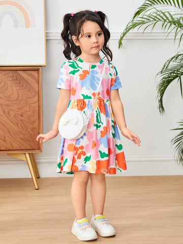 Toddler Girls Floral Print Smock Dress