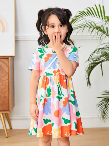 Toddler Girls Floral Print Smock Dress