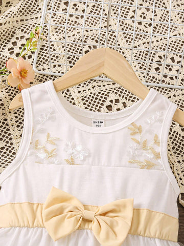 Toddler Girls' Korean Style Elegant Floral Embroidery Mesh Party Dress