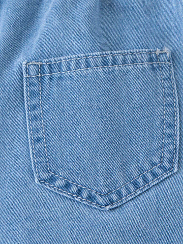 Toddler Girls' Pleated Blue Denim Wide Leg Pants