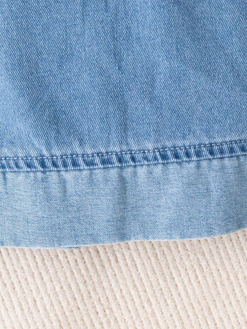 Toddler Girls' Pleated Blue Denim Wide Leg Pants
