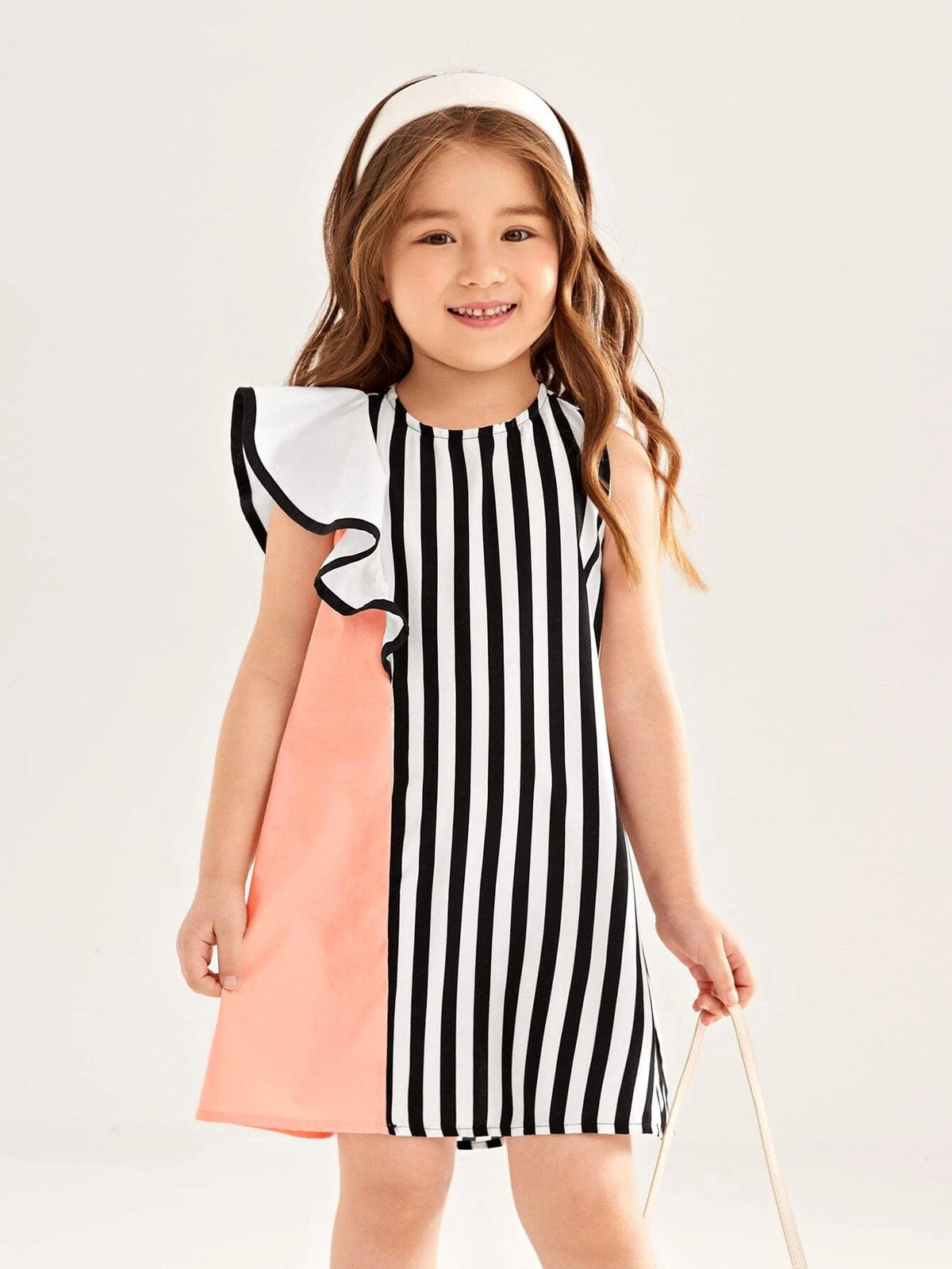 Toddler Girls Striped Ruffle Trim Dress
