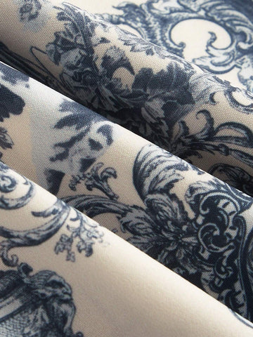 1pc Women Woven Printed Off-Shoulder Flared Sleeve Fitted Short Dress