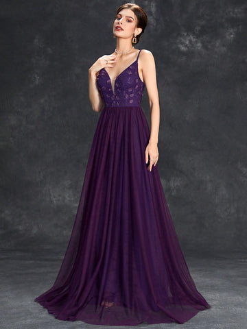 Appliques Mesh Hem Cami Wedding Dress