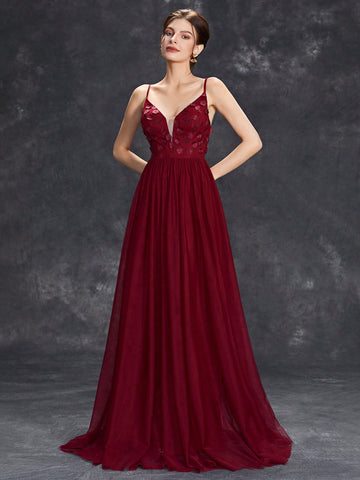 Appliques Mesh Hem Cami Wedding Dress