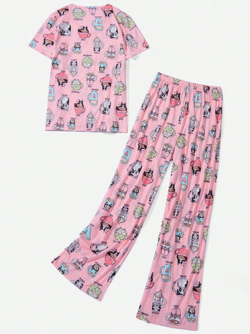 Cartoon Graphic Tee & Pants