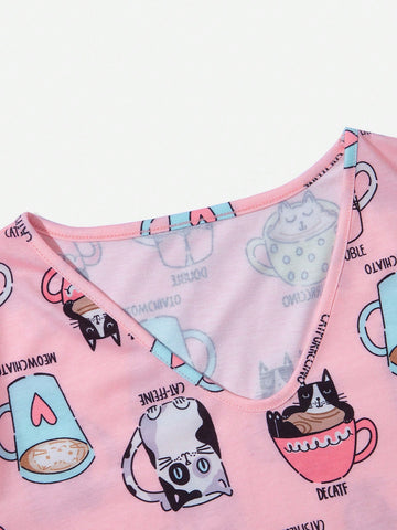 Cartoon Graphic Tee & Pants