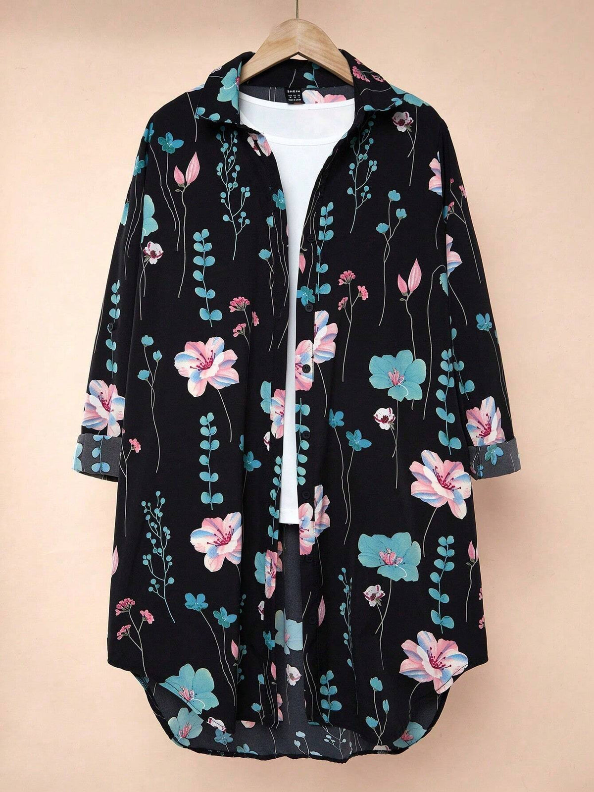 Unity Casual Floral Print Loose Fit Blouse, Random Flower Pattern, Autumn